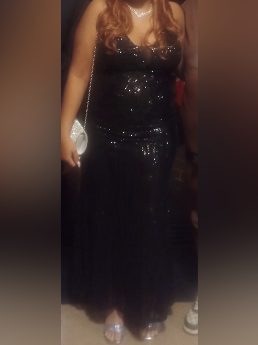 Windsor Black Sequin Strap Prom Gown